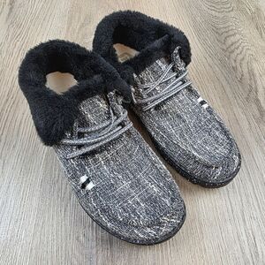 Hay Dude Britt Cookie And Cream Foldable Faux Fur Ankle Sneakers Size 37